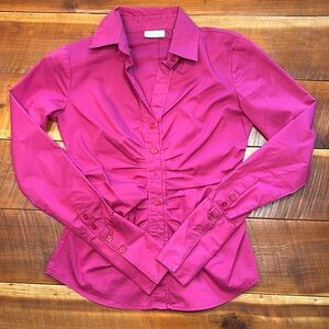 New York and Company button-down top, Size XS, raspberry color.